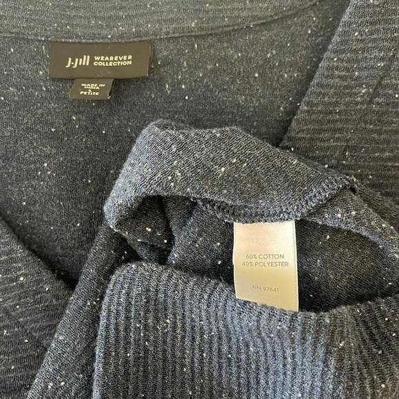 JJill V-Neck Sweater Long Sleeve Oversized Blue Ribbed sweatshirt Womens LP - Picture 7 of 9